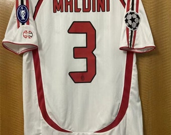 Maldini #3 Short Sleeve Jersey,AC Milan 2007 Cl Final Retro Classic Red Black Short Sleeve
