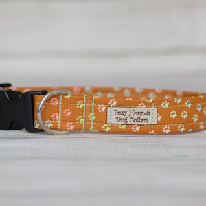 Collier de chien pattes pastel, empreinte de patte, réglable, fermeture à boucle