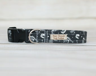 Dinosaur Bones Dog Collar, Handmade, Buckle, Adjustable, 7 Sizes Available