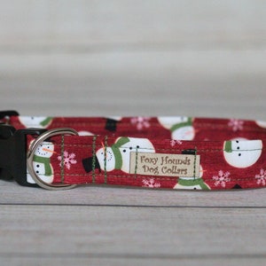 Snowmen and Snowflakes Dog Collar, Winter, Christmas, Handmade, Adjustable