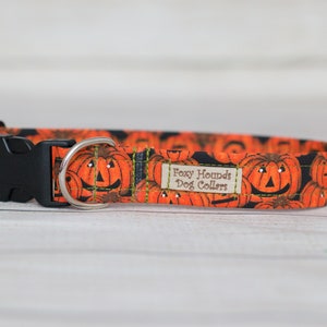 Jack O Lanterns Halloween Dog Collar, Halloween, Pumpkin, Adjustable, Handmade, Buckle Closure