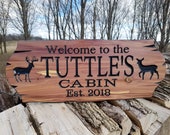 Cabin Sign-Personalized Custom Wooden Signs-Family Cabin Sign-Lake Home-Outdoor Name Sign-Custom Wood Signs-Family Name Sign-Cedar 330