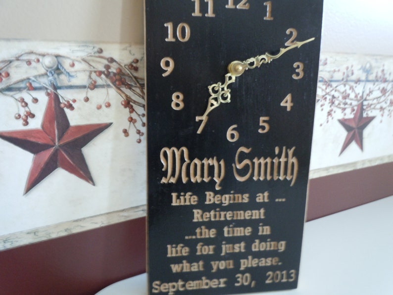 Personalized Retirement Clock Custom Made Carved Wooden Quartz Etsy
