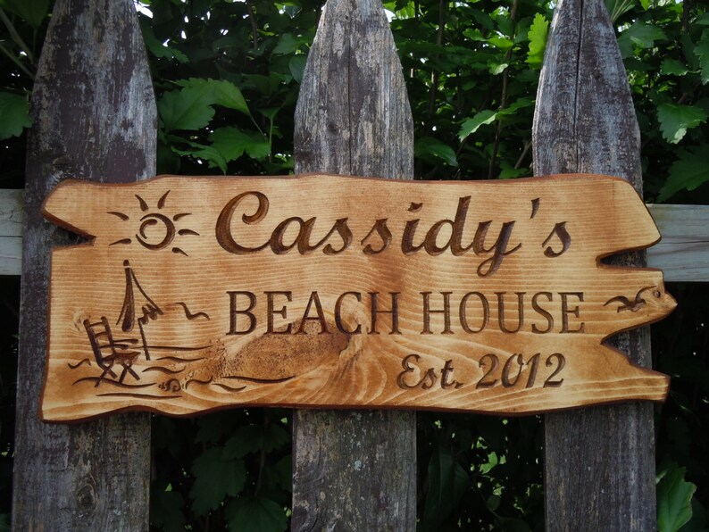 Custom Outdoor House Signs Personalized Custom Carved Beach Etsy