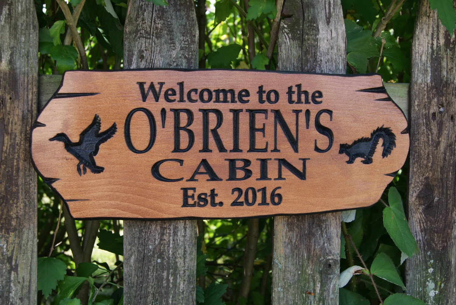 Cabin Live Edge Wooden Custom Outdoor Name Signs Engraved ...