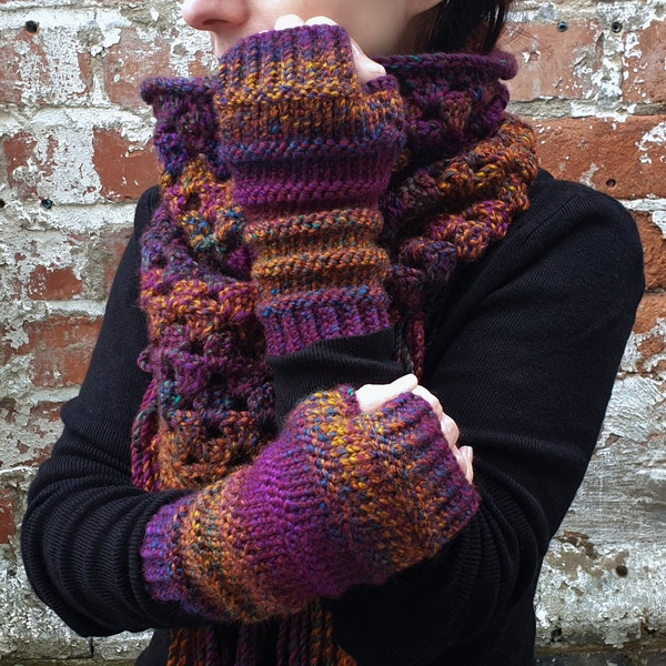 Fingerless gloves . Knit gloves . Knit wrist warmers armwarmers . Long colourful gloves . Festival clothes and accessories