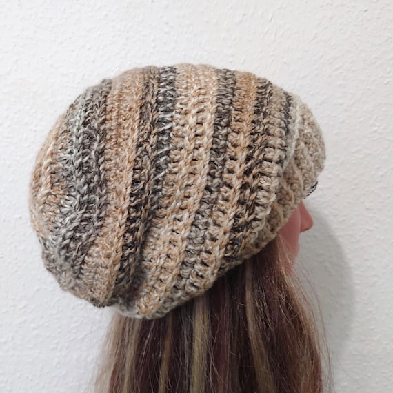 Slouchy Beanie, Beige Ribbed Women display picture 3