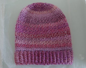 Pink hat . Crochet beanie . Women's beanie .Ribbed beanie . Festival beanie. Winter hat