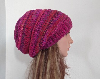 Slouchy beanie . Slouch hat . Winter beanie hat . Colourful beanie .