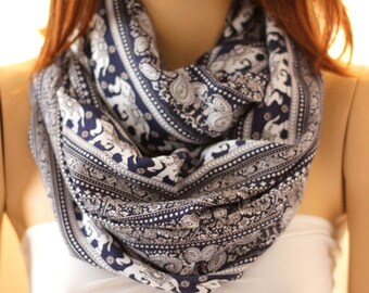 Elephant so soft Cotton Scarf, Gift ideas, Summer Scarf, Trendy items, Fashion, Gift Ideas, Boho Scarves, Infinity Scarf, Bohemian Scarf