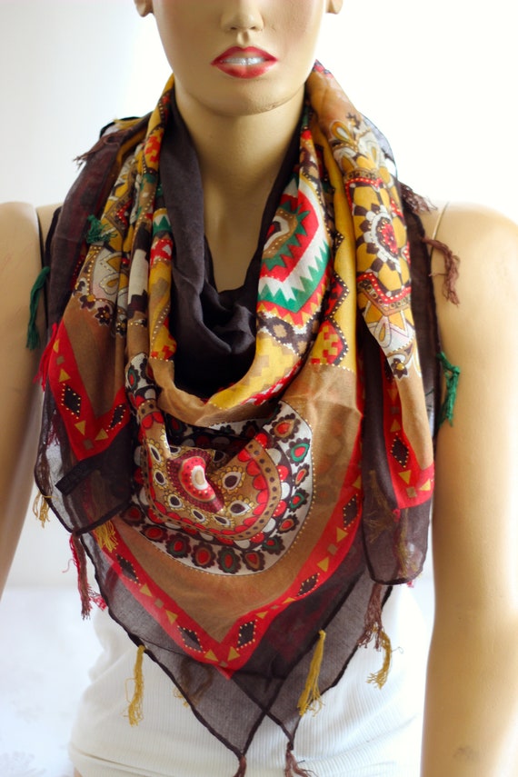 bohemian cotton scarf boho scarf gift ideas women scarves Etsy