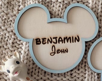 Large Personalized Name Sign | Disney Inspired Wall Decor Accent | Custom Nursery Bedroom Decor | New Baby Shower Gift | Laser Engraved Wood