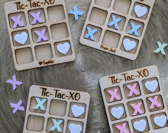Personalized Tic Tac Toe Valentine | Kids Valentines Day Exchange for School Class | Non-Candy Gifts | Custom Travel Game | Wood Anniversary