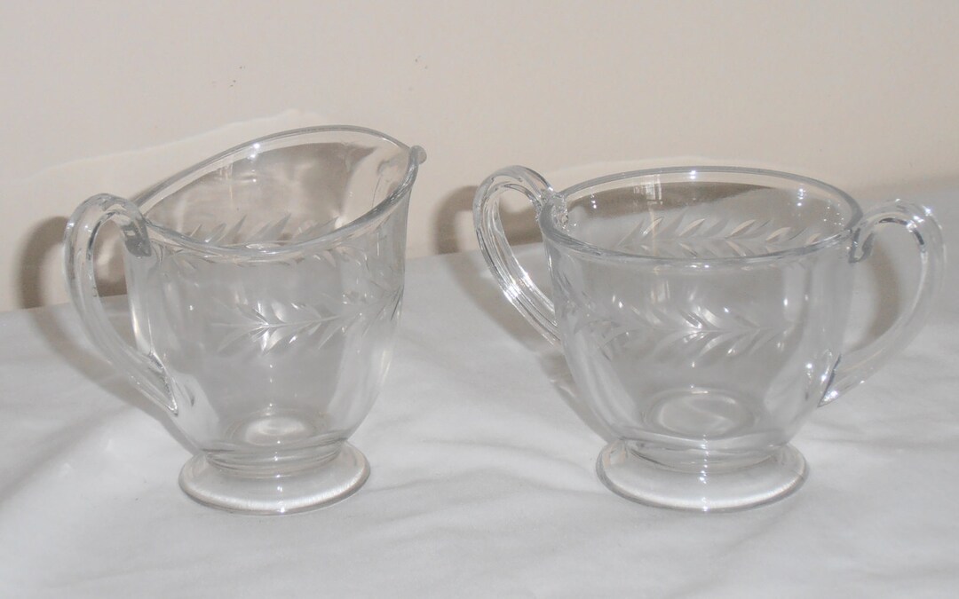 Clear Glass Sugar and Creamer Set From the 50's and 60's Etsy