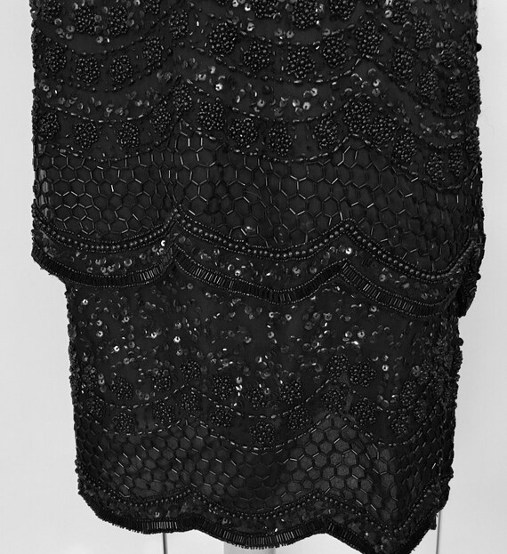 Sequined and beaded dress -  Black sequins over b… - image 7