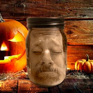 Halloween Decoration YOUR FACE in jar, Scary Halloween Décor, Halloween Mason Jar, Unique Gift Idea, Over The Hill Party Gift