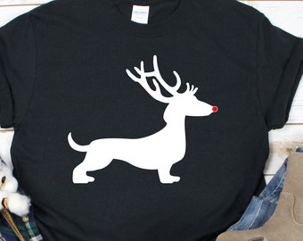 Dachshund Christmas Reindeer Shirt, Dachshund Hoodie - Dachshund  Sweatshirt Sweater - Dachshund Gifts - Daschund TShirt -
