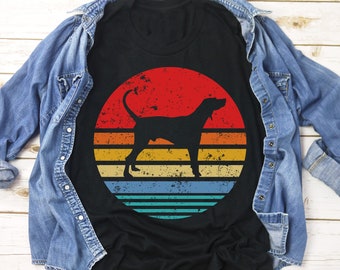 Coonhound Shirt, Coonhound Hoodie - Coonhound Sweatshirt Sweater - Coonhound Gifts, Retro Sunset Coonhound T shirts