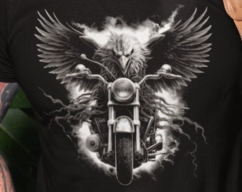 Motorrad T-Shirt, Hoodie, Sweatshirt Pullover, Biker Shirt, Patriotisches Motorrad Tshirt mit Adler - Erwachsene & Jugend Größen,