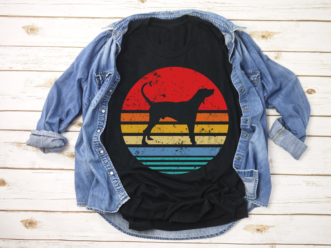 Coonhound Shirt, Coonhound Hoodie Coonhound Sweatshirt Sweater Coonhound Gifts, Retro Sunset
