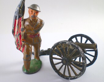 Vintage Dime Store Soldier And Cannon