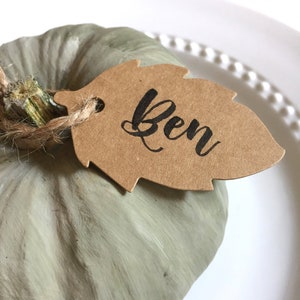 calligraphy place cards, rustic place cards, leaf place cards, thanksgiving escort cards