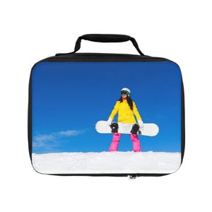 Snowboard Lunch Bag. Snowboard lunch box. Snowboard Back to school. Snowboard snack bag. Back to School.