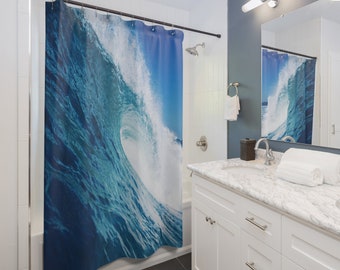 Surfer Shower Curtains for Beach House Bathroom Decor. Surfer gift. Surf Life home decor. Surf Shack home decor. Boys Dorm Bathroom.