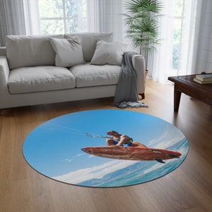 Kitesurfing Round rug living room. Beach house rug living room. Beach house decor.Kitesurfing rug bedroom. Kitesurfing rug living room.