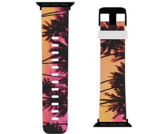 Palm Tree Summer Beach Watch Band for Apple Watch. Summer Vibe Apple Watch Band. Surfer Style Apple Watch Band.