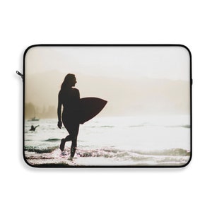 Surfer Laptop Sleeve. Surfer girl laptop sleeve. Surfer girl laptop travel bag. Surfer girl school supplies.