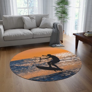 Windsurfing Round rug living room. Beach house rug living room.  Beach house decor. Windsurfing rug bedroom. Windsurfing rug living room.