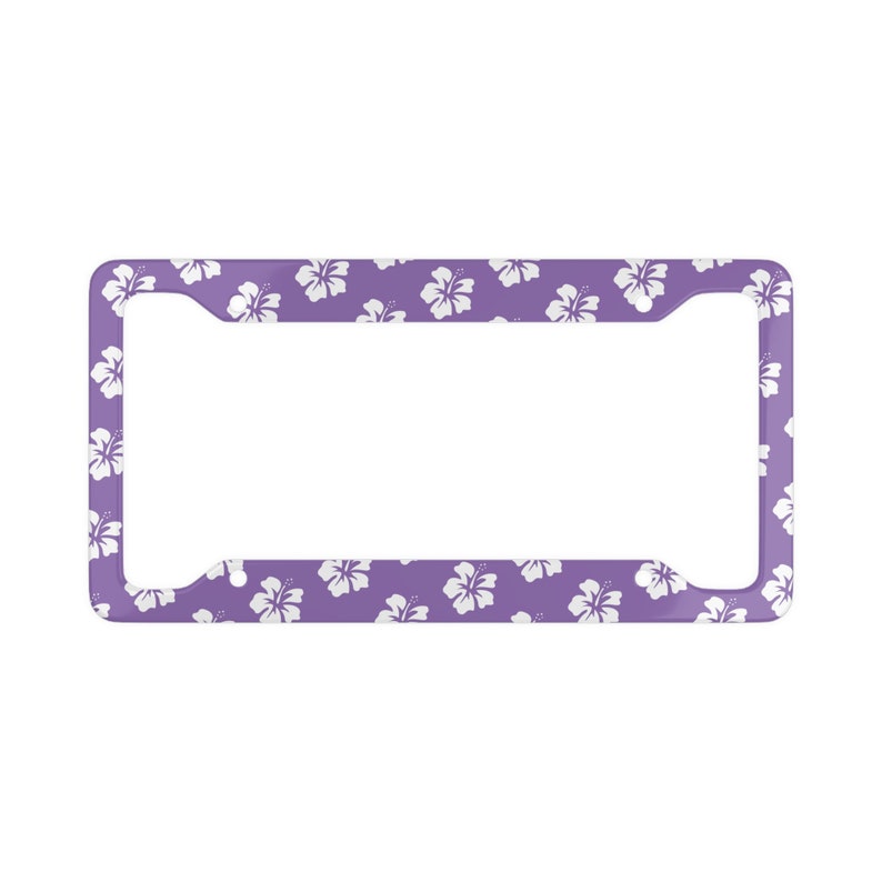 Light Purple Hibiscus Hawaiian Surfer License Plate Frame. Hawaiian license plate. Flower License Plate Frame. Summer License Plate Frame. image 1