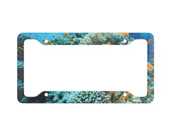 Coral reef License Plate Frame. Beach license plate frame. Fish License Plate Frame. Island License Plate Frame.