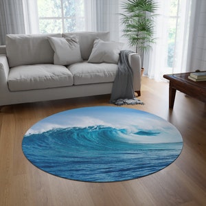 Round rug living room. Beach house rug living room. Beach throw rug. Beach house decor. Surfer rug bedroom. Surfer rug living room.