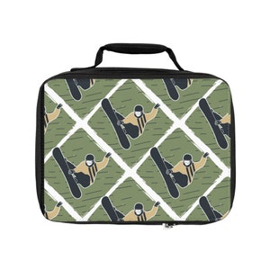 Snowboard Lunch Bag. Snowboard lunch box. Snowboard Back to school. Snowboard snack bag. Back to School.