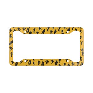 Snowboard License Plate Frame. Snowboarder license plate frame. Yellow snowboarder car accessory.