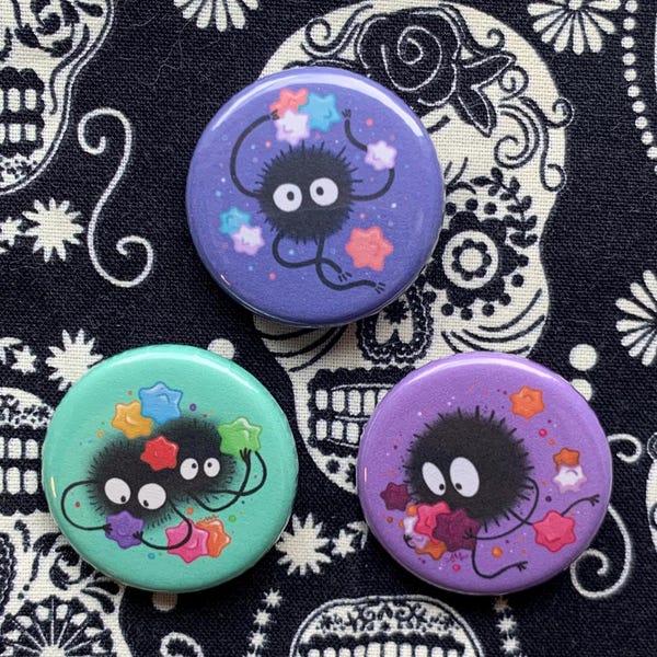 Pride Soot Sprites ~ Pinback Buttons Subtle Pride Art