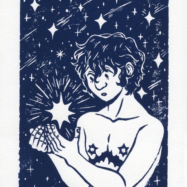 Shooting Star ~ Linocut Prints