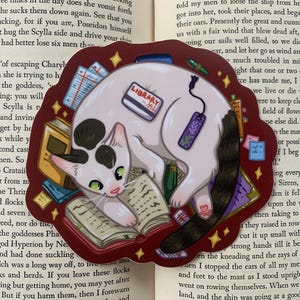 Library Cat ~ 4” Vinyl Stickers