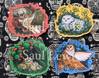 Flower Owl Stickers