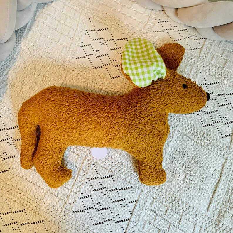 Organic dachshund from Munich, music box, cuddly toy for birth, baptism image 5