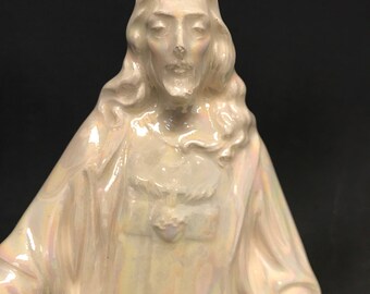 Ceramic glazed mother of pearl Jesus