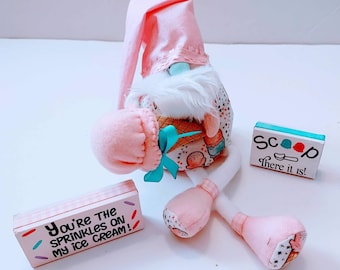 Ice Cream Gnome Shelf Sitter: Whimsical Summer Home Decor