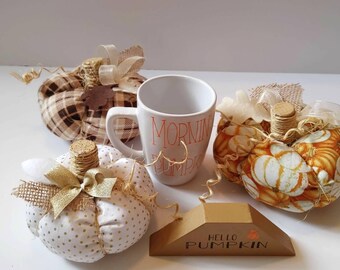 Handmade Fabric Pumpkins: Rustic Fall Farmhouse Decor
