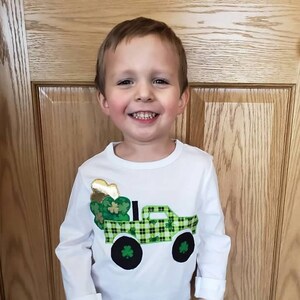 Handmade Baby Boy St. Patrick&#39;s Day Shamrock Truck Shirt