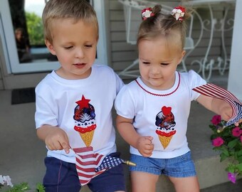 Patriotic Ice Cream Cone Shirt: 4th of July Tee or Bodysuit
