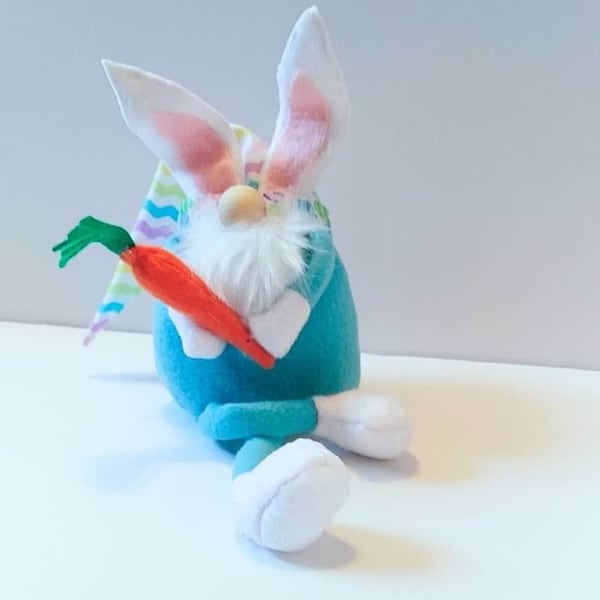 Easter Bunny Gnome - Long-Legged Shelf Sitter with Dangly Legs, Perfect Spring Tiered Tray Decor & Basket Filler