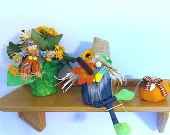 Handmade Fall Scarecrow Gnome: Sunflower Harvest Decor