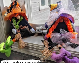 Halloween Witch Gnome: Spooky Shelf Sitter Decor